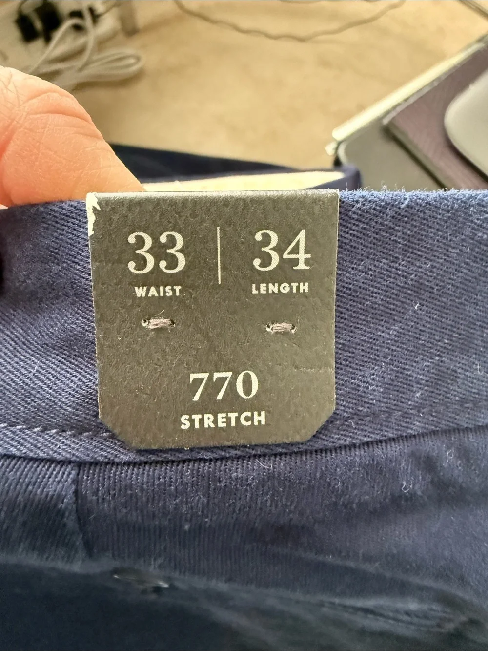 J. Crew 770 Stretch Cotton Chino Pants Navy 33x34 NEW